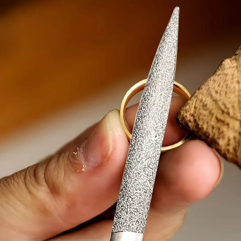 Electroplated Diamond File Set - Alloy Diamond Flat/Round Files with Red Handle for Jade Grinding & Jewelry Polishing