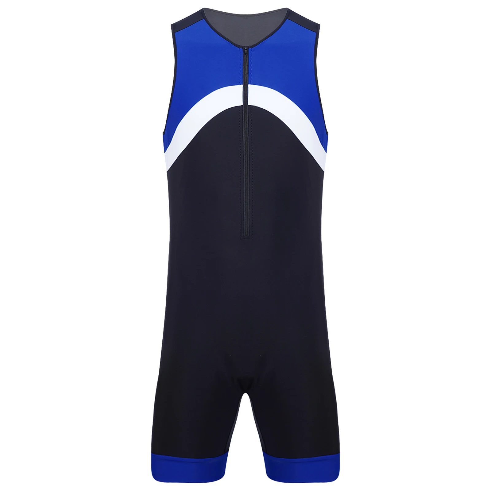 メンズラッシュガード水着ワンピースボディスーツ水着ジッパーウニタード Biketard レスリング水泳サーフィンアスレチックジャンプスーツ