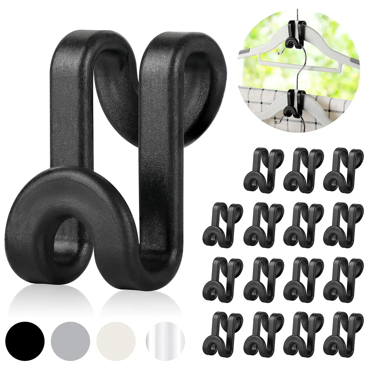 Clothes Hanger Connector Hooks, 30 Pcs Multi-Level Cascading Hanger Hooks, Plastic Heavy Duty Cascading Mini Hooks for Velvet