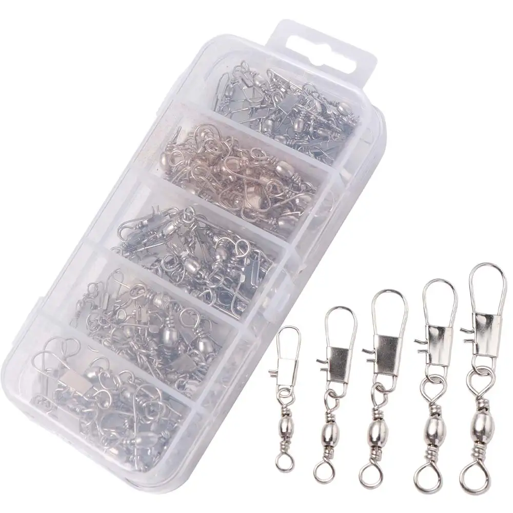 Stainless Steel Fishing Connector Pin High Strength Rolling Swivel Fishing Bearing Swivel Solid Rings Interlock
