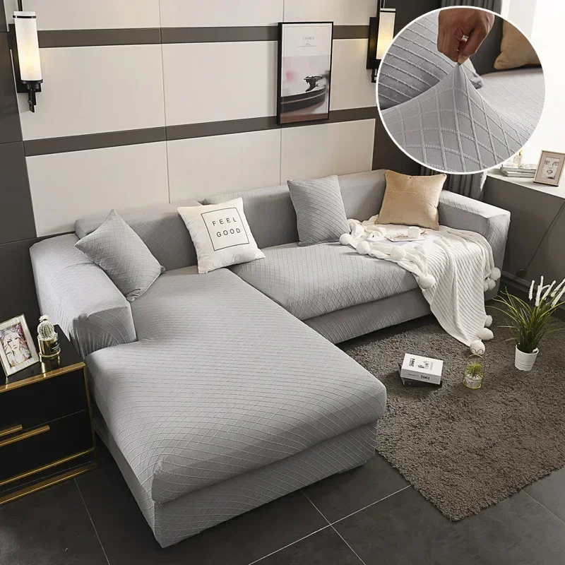 Solid Sofa Cover for Living Room Elastic 1/2/3/4 Seater Sofa Cover Protector L Shaped Corner Sofa Cover Chaise Longue