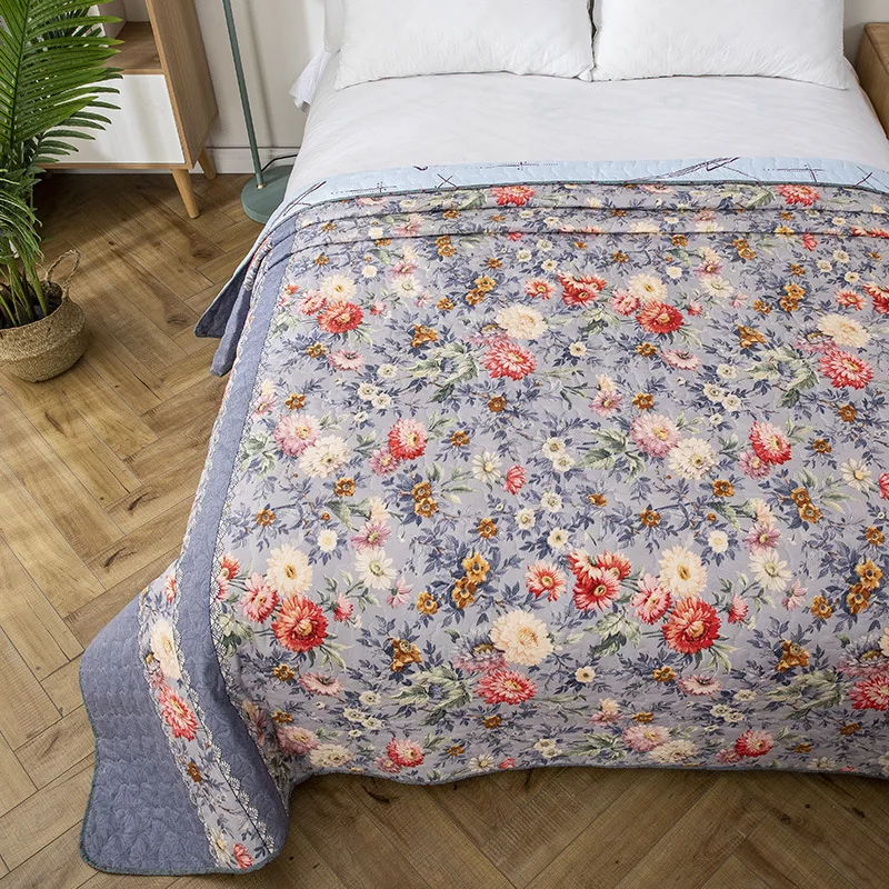 1pcs Queen Size Microfiber Polyester Quilted Floral Patchwork Double Bedspread Bedding Set with Shams Summer Quilt Comforter