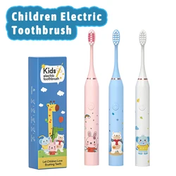 Escova de dentes elétrica sônica infantil 2022 escova de dentes elétrica usb dos desenhos animados para crianças substituir escova de dentes infantil elétrica