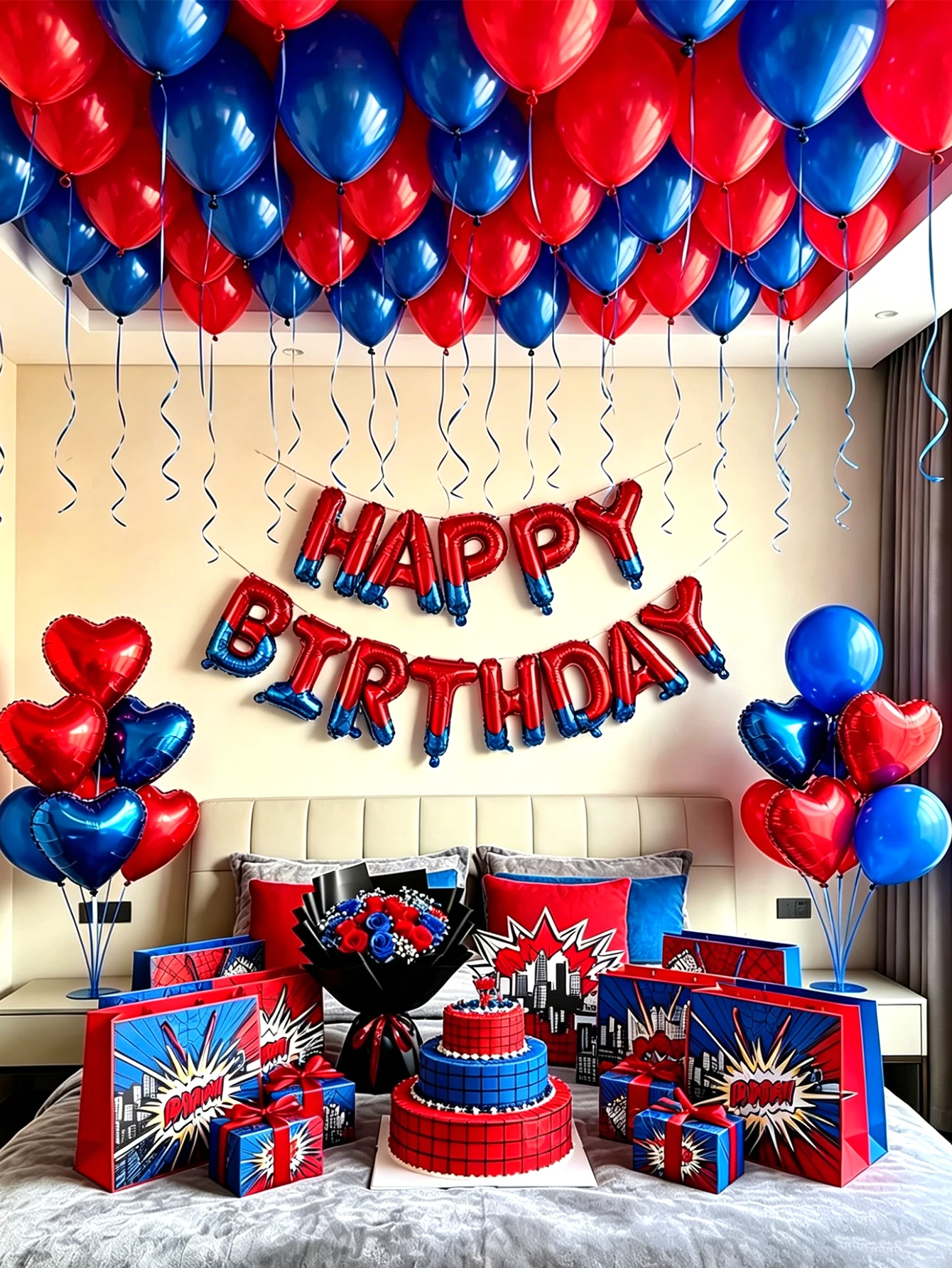 Ensemble de ballons d'anniversaire sur le thème des araignées, 13/57 pièces, pour les fêtes d'anniversaire, parfait pour les célébrations sur le thème des araignées et les anniversaires des garçons.