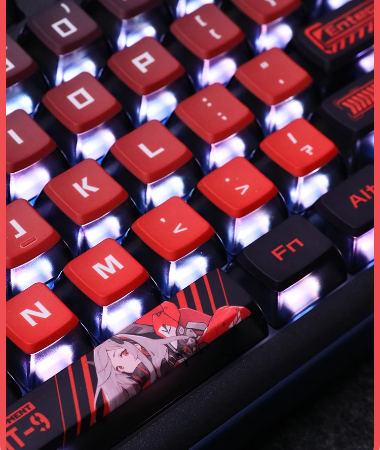 117 Keys/Set Red Keycaps Anime Games Arwit Keycaps Beauty Girl PBT Key Caps ASA Height for MX Switch DIY Mechanical Keyboards