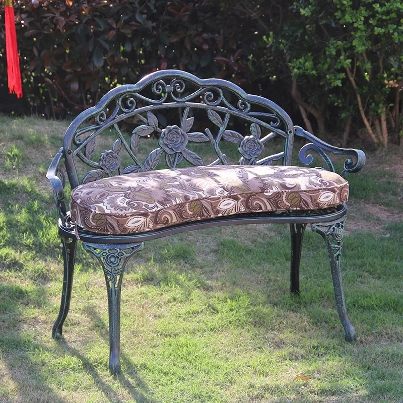 Cast Aluminum Outdoor Bench Park Chair Outdoor Bench Balcony Chair Backrest Bench Villa Courtyard European Outdoor Furniture