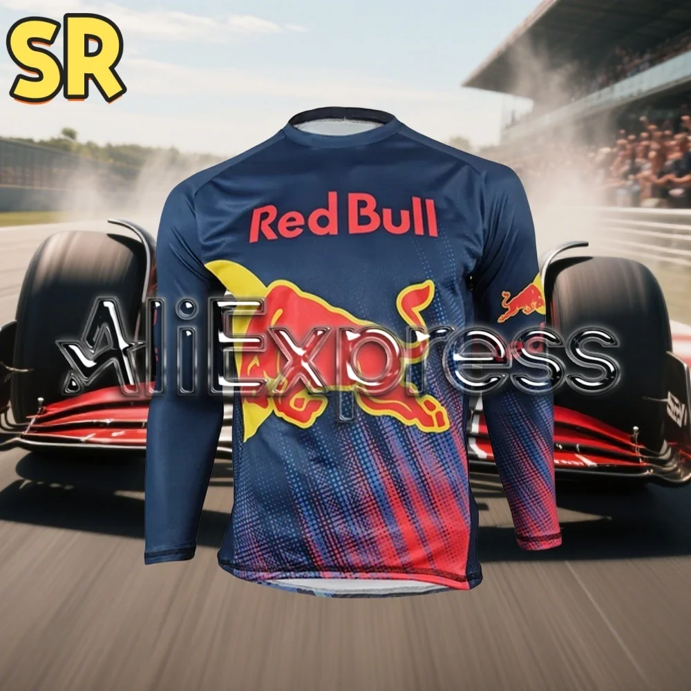 

SR Motorcycle Enthusiasts Red Bull Racing 3D Printed Quick Drying Breathable Riding Jersey T-shirt Summer Men's Long Sleeve Tops