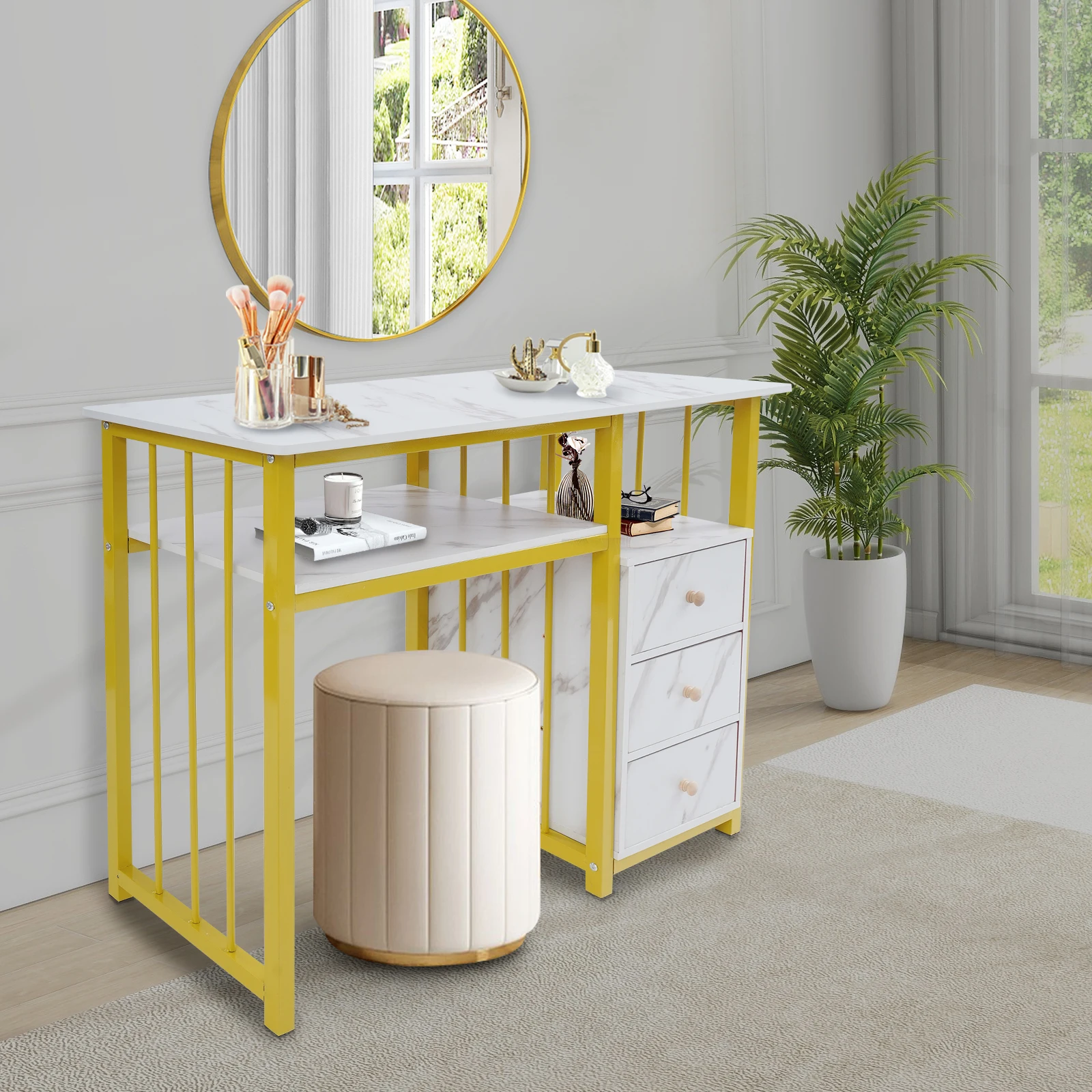 Meja Manikur Tekstur Marmer 10 - Office Furniture For Small Spaces ulasan dan harga
