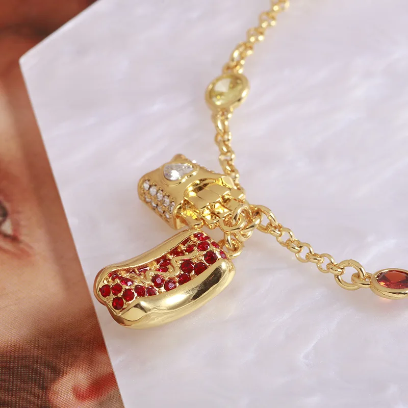 KS اللون الأوروبي والأمريكي بسيط ومتعدد الاستخدامات لطيف متعة الإبداعية هوت دوج البطاطس المقلية التصميم مزاجه سوار