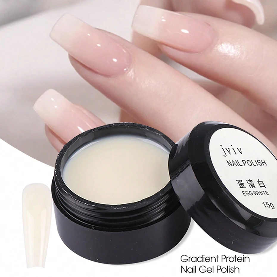 15g Eiwit Nagelgel Polish Gradiënt Nagels Ei Helder Witte Crème UV LED Nagelgel Polish Natuurlijke langdurige Jelly DIY Manicure