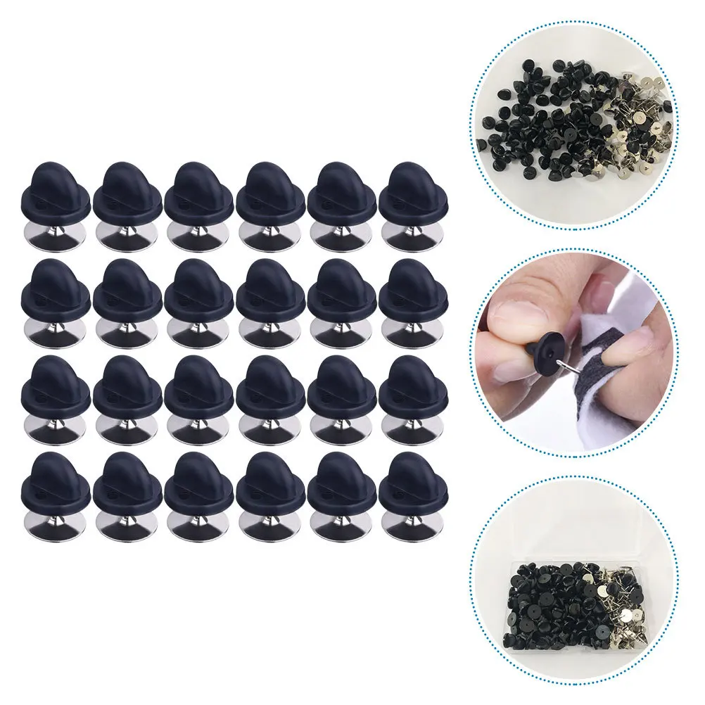 100Sets Rubber Lapel Pin Backs Clutch Back Replacement Flat Round Needles for Tie Tacks Badges DIY Craft Supplies Convenient