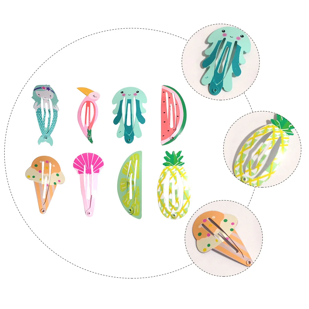 

16Pcs Girls Animal Fruit Hair Clips Snap Barrettes Stylish Hair Accessories Party School Daily Wear Fruit Hairpin