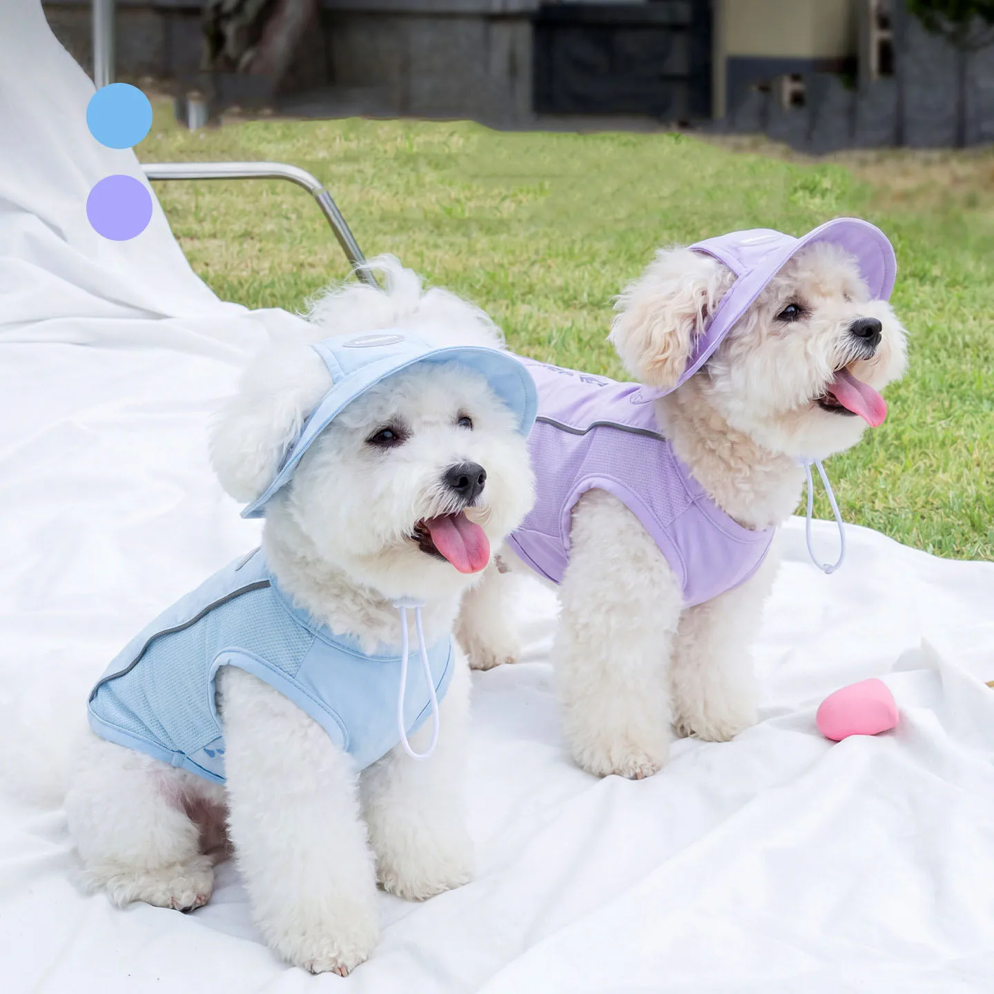 Summer Cooling Dog Vest& Hat Set UV Protection Dog Clothes Breathable Cooling Reflective Back Puppy Costume For Outdoor Walking