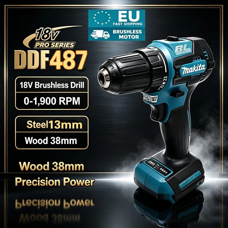 Batteria agli ioni di litio Makita 18V 100% originale DHP487, batteria 18V LXT, trapano avvitatore a percussione senza fili con motore brushless, 40Nm, cacciavite a impulsi 3-in-1, protezione XPT,