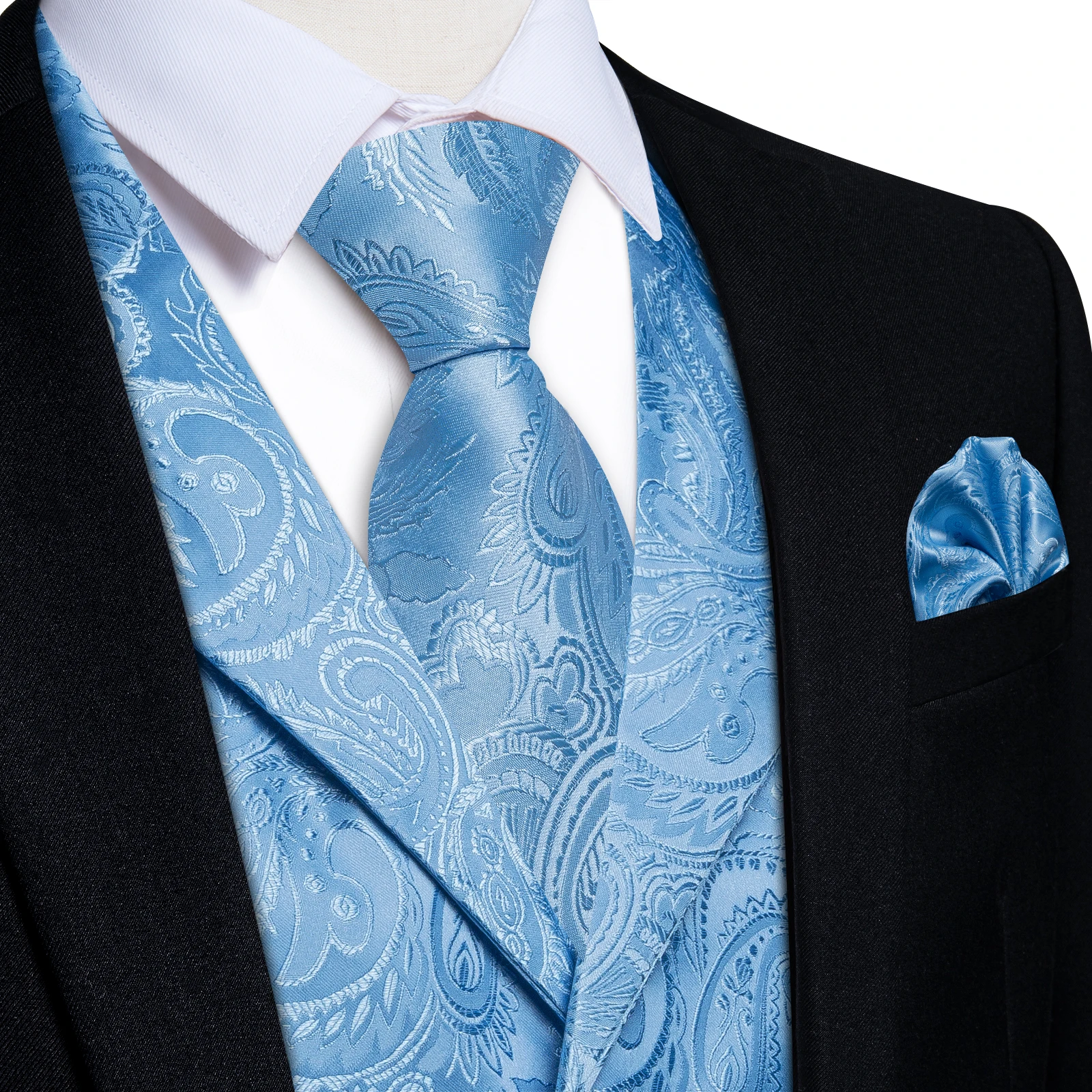 Men's Paisley Suit Vest & Tie Set – Formal Waistcoat with Matching Necktie, Jacquard for Weddings, Parties and Special Occasions