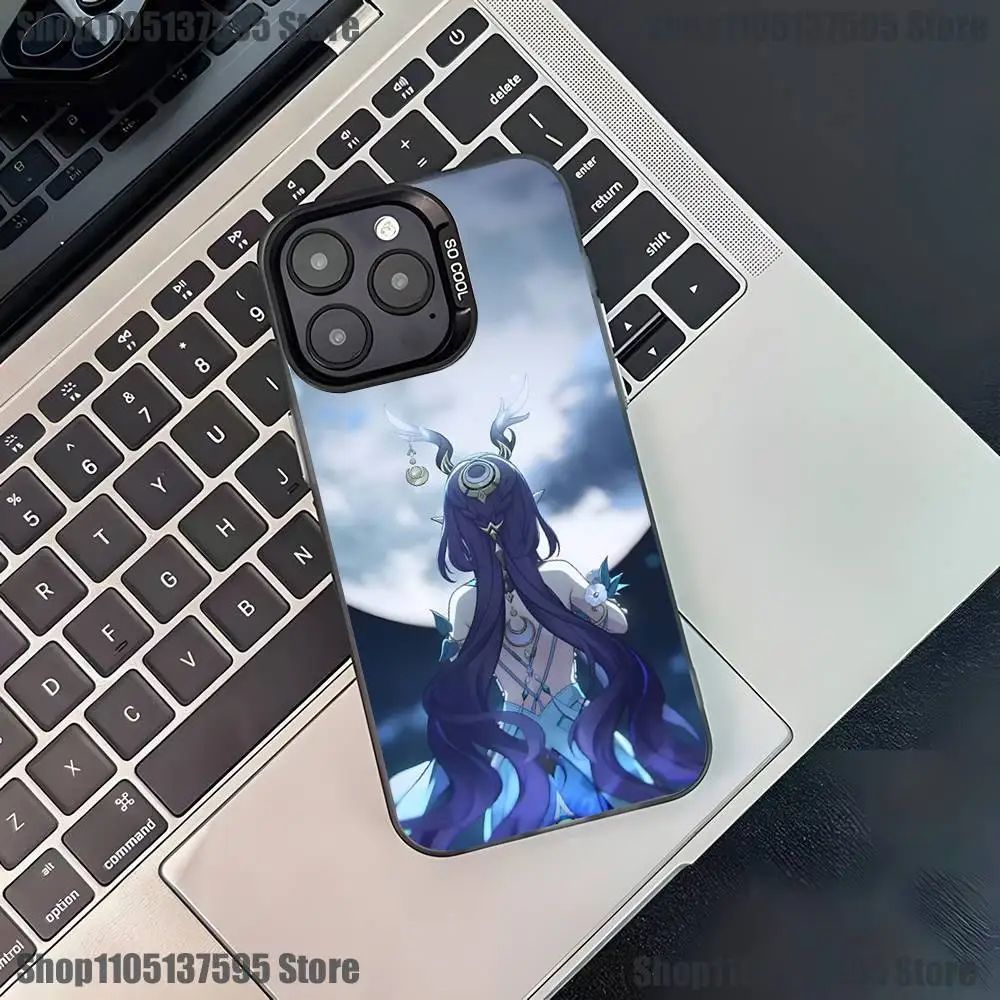 Custodia per telefono Anime G-Genshin Impact per iPhone 17,16,15,14,13,12,11,Pro,XS,Max,Plus,Mini,SE4,E Cover antiurto nera opaca