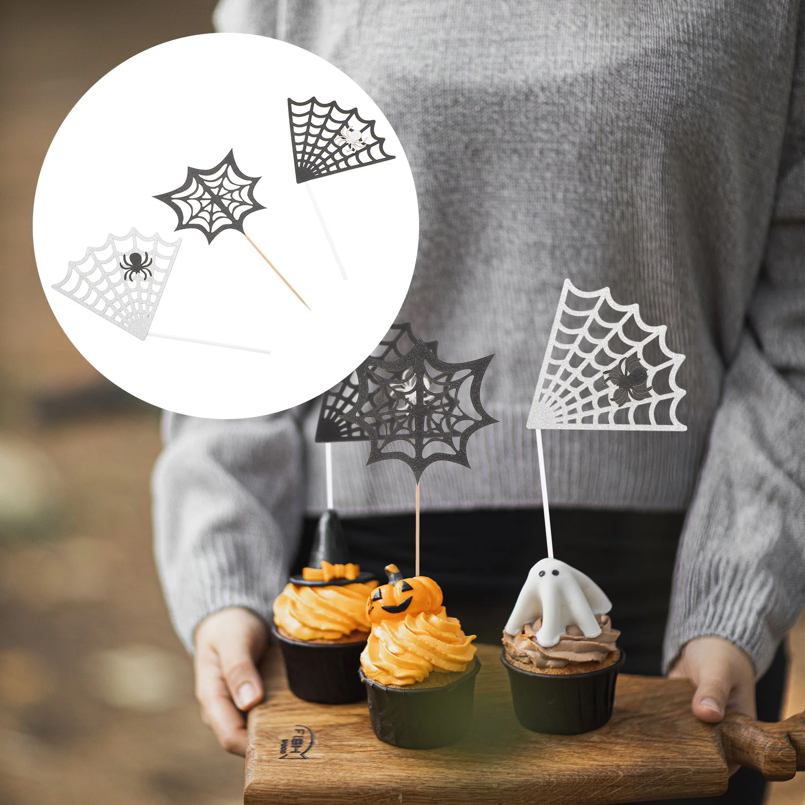 17 pièces décorations araignée Halloween gâteau Inserts ornements de fête Toppers