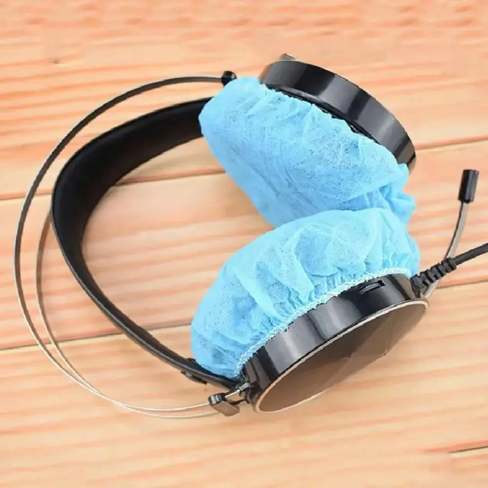 100Pcs/Bag Disposable Headphone Cover Nonwoven Dirt-proof Microphone Covers Highly Elastic Sweat-proof Microphone Protective Cap