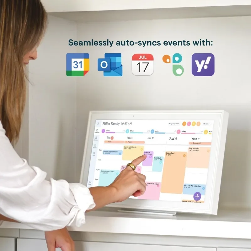 Calendar: 15 inch Digital Calendar & Chore Chart, Smart Touchscreen Interactive Display for Family Schedules - Wall Mou