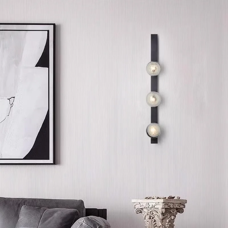 Luce di lusso del corridoio dell'hotel sfondo muro atmosfera lampada da parete in vetro design minimalista lampada da comodino molecolare lunga camera da letto