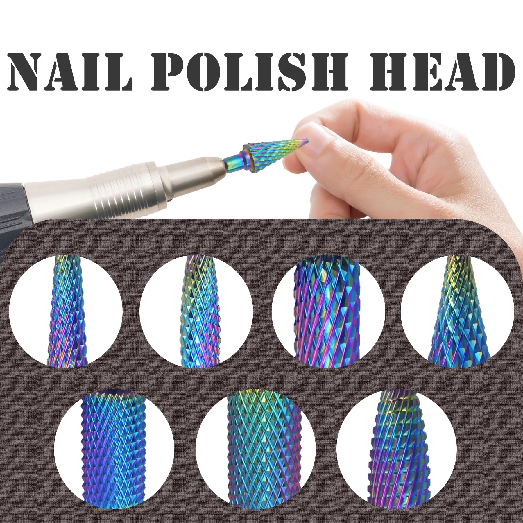 1Pcs Conical Color Pro Tungsten Carbide Nail Drill Bits 3/32" Shank Milling Cutter for Manicure Nail Gel Polish Remover Files