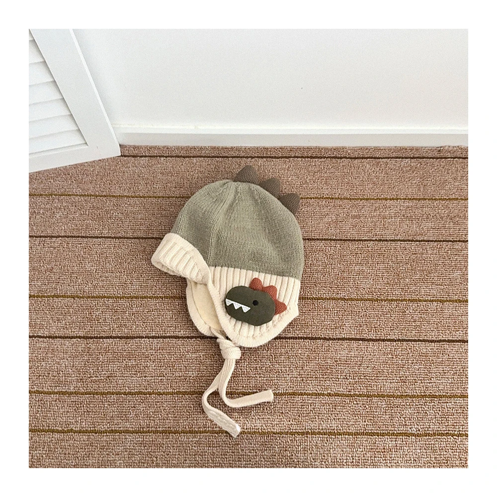 MILANCEL جديد الشتاء الاطفال حماية الأذن قبعة 2-6T الكرتون ديناصور الفتيان متماسكة قبعة دافئة في الهواء الطلق الأطفال الدانتيل يصل غطاء محرك السيارة