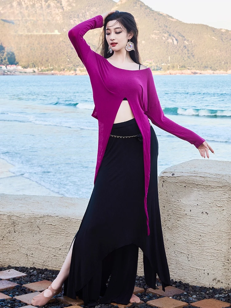 Original Belly Dance Outfit Autumn Winter New Warm Long Sleeve Skirt Pants Practice Dance Performance Wear