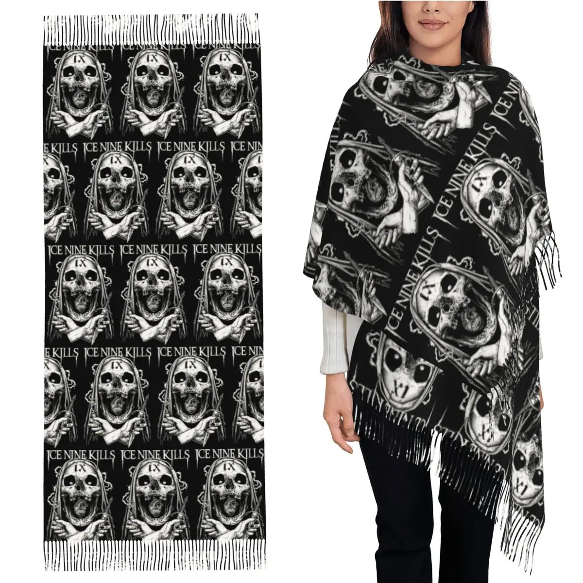 

Michele Nolli Ice Nine Kills Scarf Tassel Scarves Women Soft Warm Shawls and Wraps Large Fall Winter Shawl Wrap
