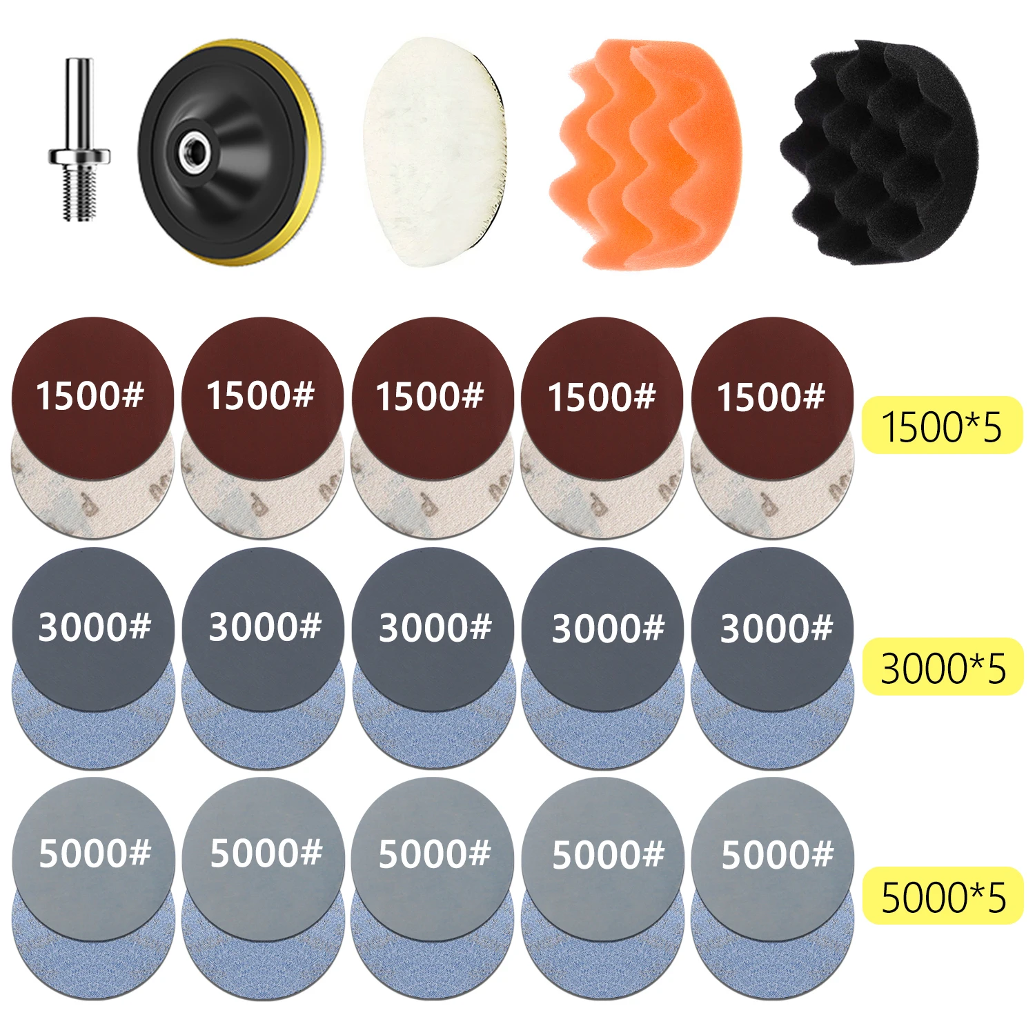 Scheinwerfer Reparatur Restaurierung Kit Auto Polieren Disc 3 zoll 75mm Auto Wachsen Schwamm Schleif Pad Mit Schleifpapier für Auto Detaillierung
