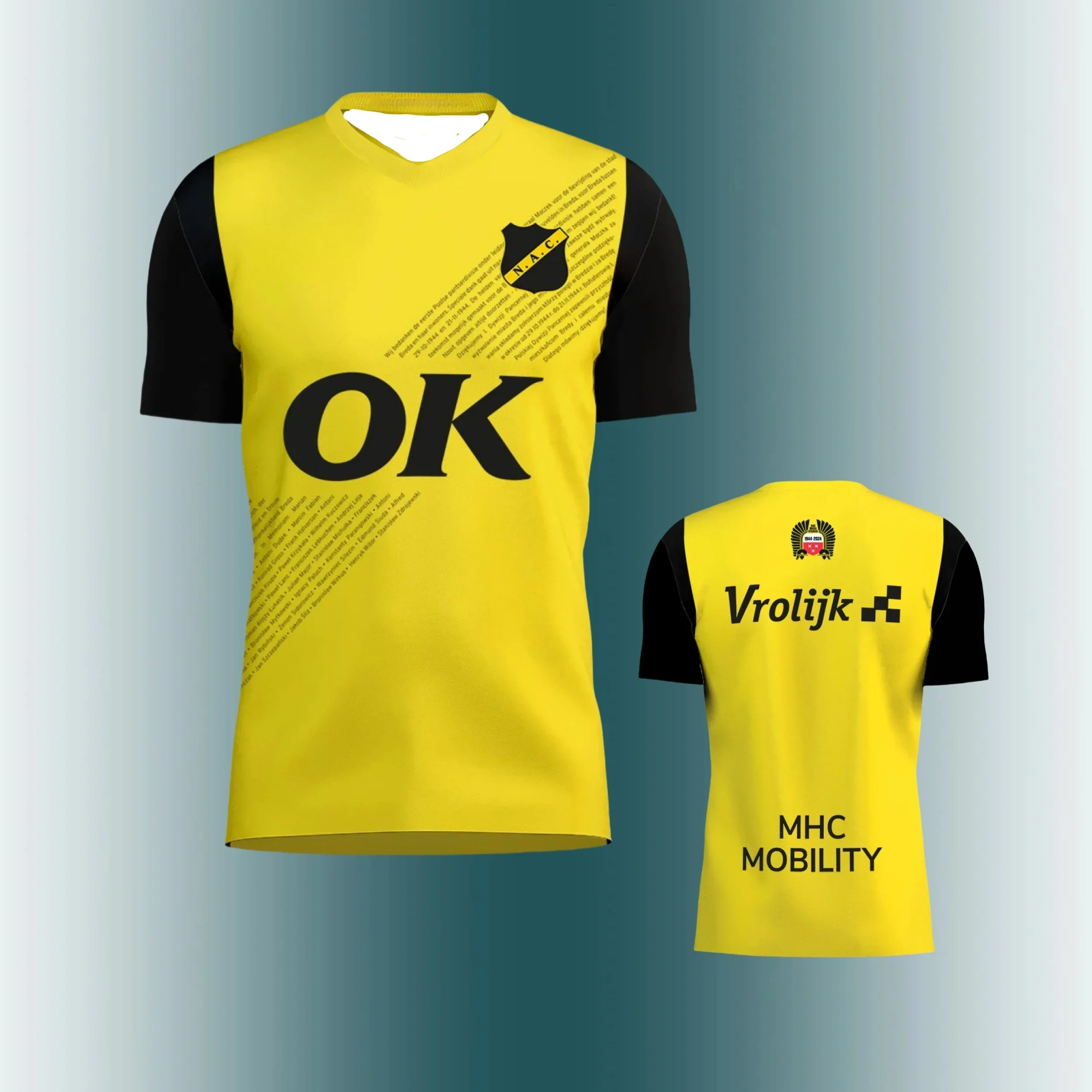 

Voetbalshirt Family Look Voor Heren En Dames NAC Breda Футболка Met Korte Mouwen Ok с принтом Ronde Hals Los Ademend Trainings-T-shirt