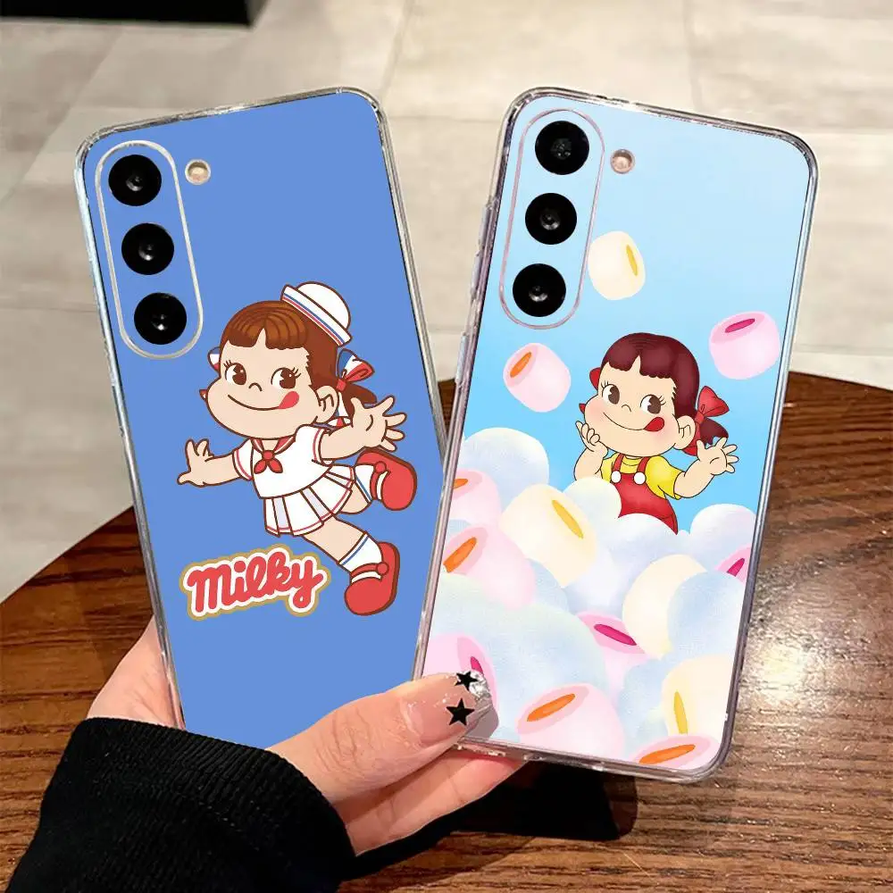 F-Fujiya Milky Peko Chan   Phone Case For Samsung A71 A55 A51 A52 A35 Cover Transparent Silicone Phone Cover