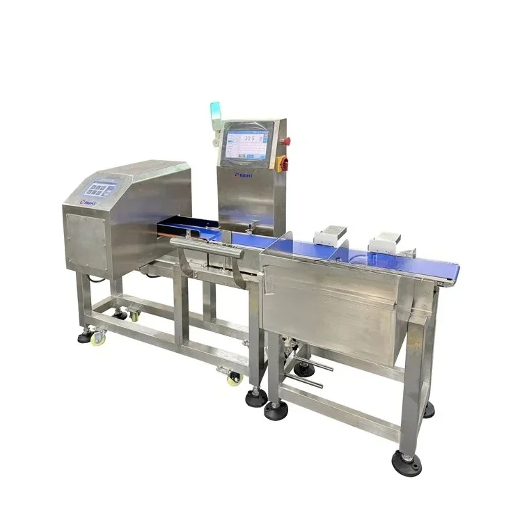 Automatic Food Packing Machine Belt Conveyor Check Weigher Machine Touch Screen 200g Metal Detector and Check Weighing Equipment