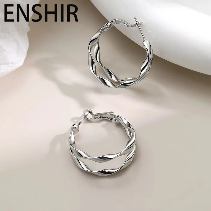 ENSHIR Twisted Lines C-shape Stud Earrings For Women Men Temperament Personality Simple Jewelry Gifts Wholesale
