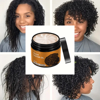 Black Castor Oil Curling Cream, Styling Curling Cream, Long-Lasting Frizzy Curly Hair, Moisturizing Elastic Styling Conditioner for Curly Hair - Suitable for All Hair Types