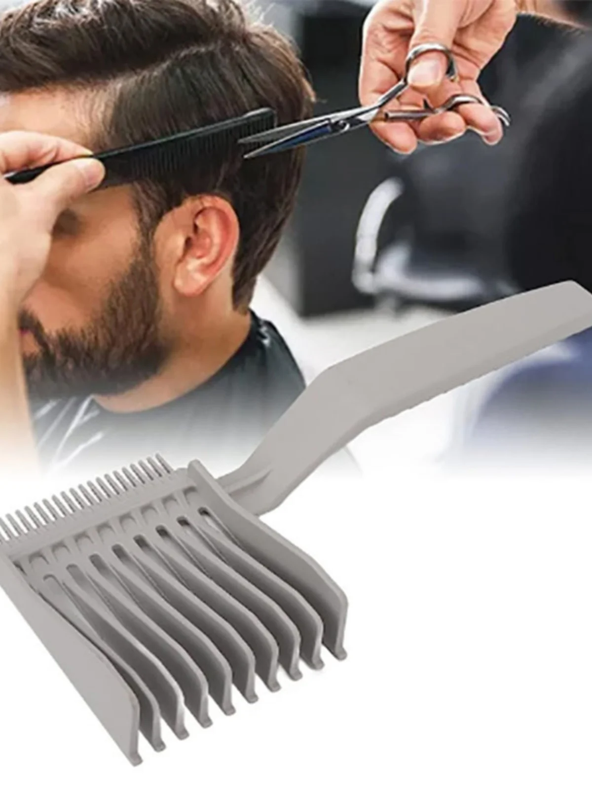 Men's Haircut Comb, Oily Hair, Caliper Comb, Long Handle Push Shears