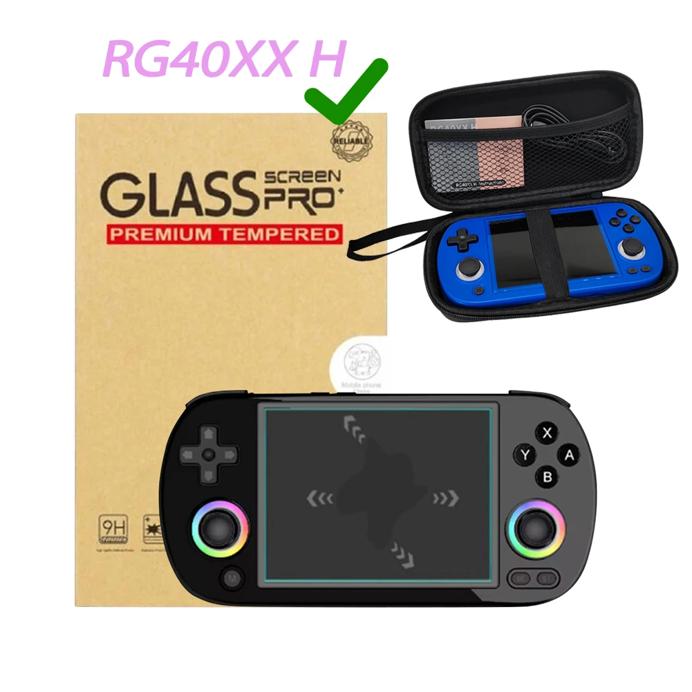 Voor Anbernic Rg40h Xx Videogameconsole Draagtas & Screenprotector Set Hard Shell Opbergtas Game Accessoires Rg40xx H