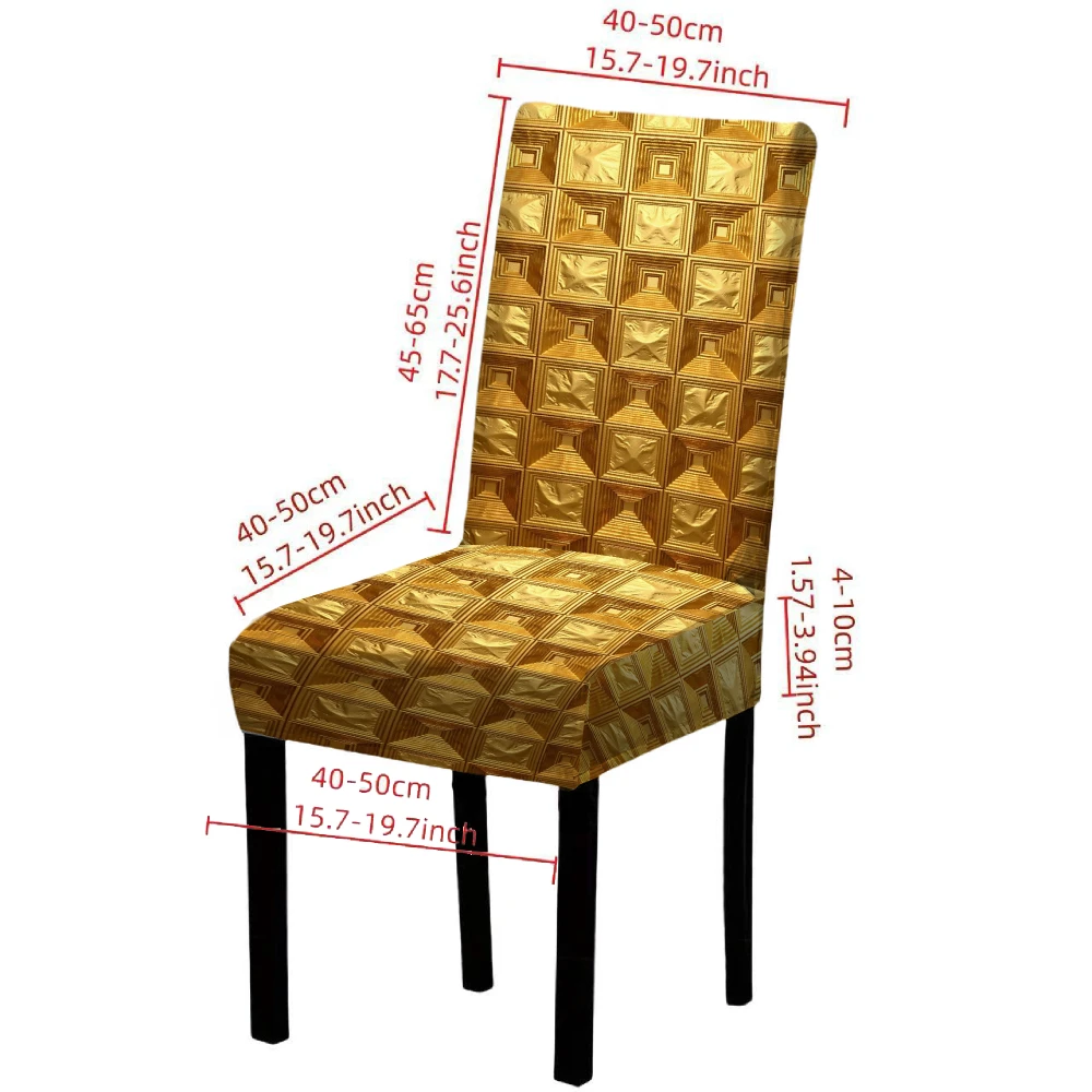 4/6pcs Elastic Dining chair covers Gold Pattern Stretchable Seat Protector Universal Fit for Home Decorations Spandex Dust
