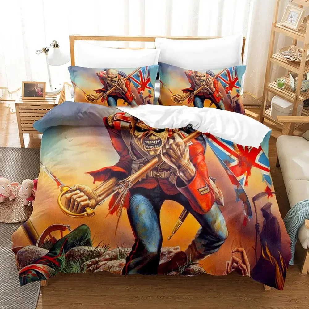 

Iron Heavy Metal Maidens Bedding Set Duvet Cover Bed Set Quilt Cover Pillowcase Comforter king Queen Size Boys Adult Bedding Set