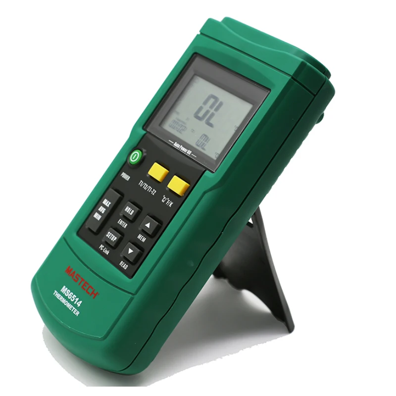 MASTECH MS6514 ميزان الحرارة الرقمي ثنائي القناة + 1 قطعة 50 مللي متر و 1 قطعة 100 مللي متر K-نوع الحرارية استشعار درجة الحرارة التحقيق