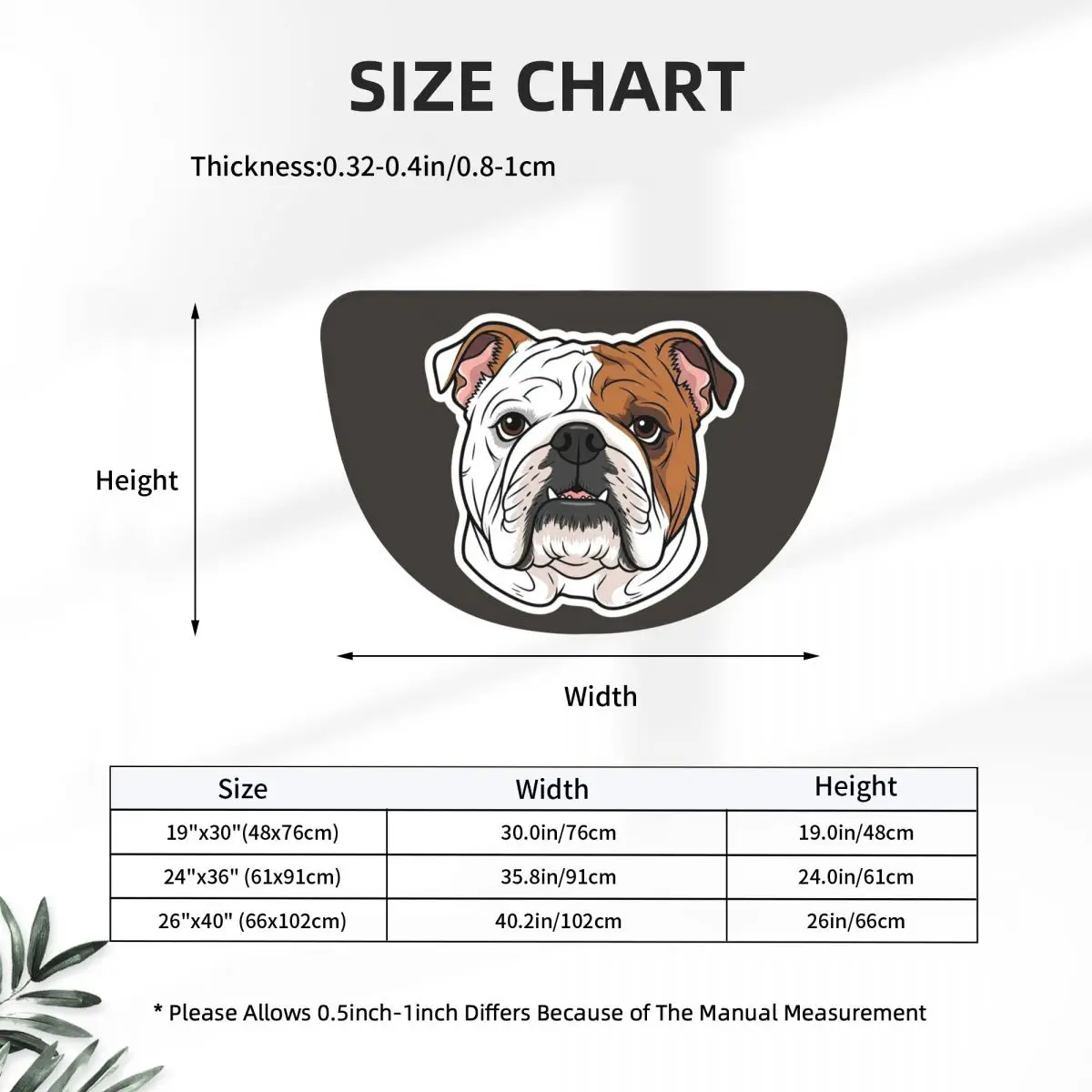 British English Bulldog Dog Face Nose Cute Soft Half Round Doormat Non Slip Bathroom Mat Absorbent Floor Carpet for Living Room