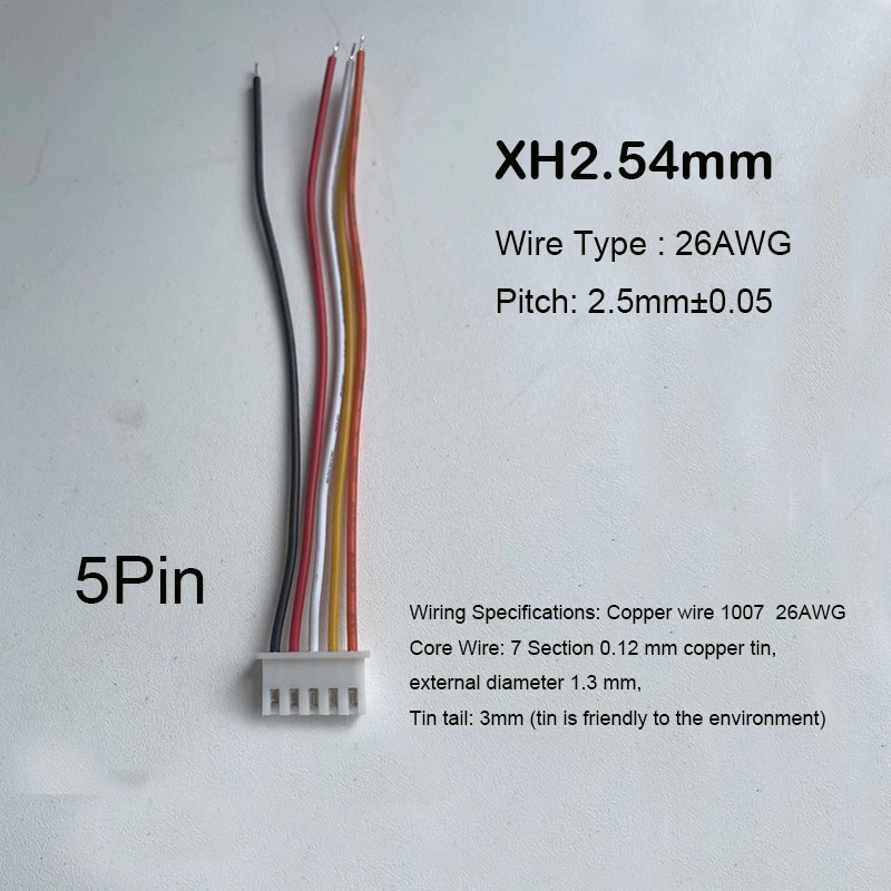 10PCS XH2.54 2/3/4/5/6 Pin Pitch 2.54mm Wire Connector XH Plug