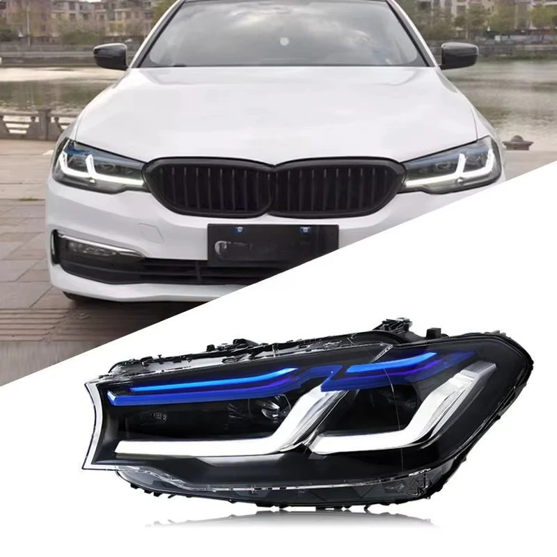 For BMW 5 Series G38/G30 2018-2023 New Blue Eyebrow LED Headlights Daytime Running Lights Designed Modified Headlight Assembly