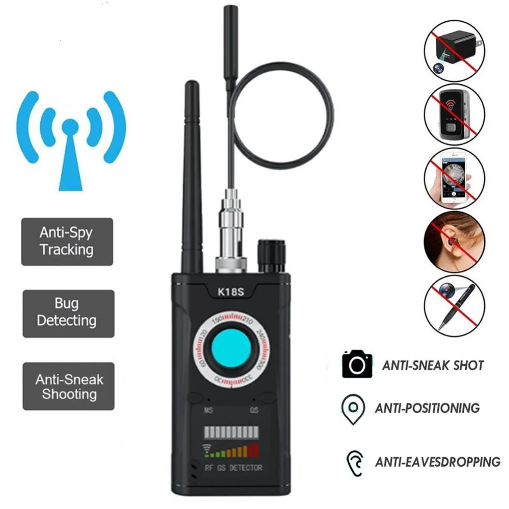 كاشف كاميرا متعددة الوظائف K18S ، مكتشف أخطاء الصوت GSM ، إشارة GPS ، تعقب الترددات اللاسلكية ، كشف التنصت ، ماسح خصوصية