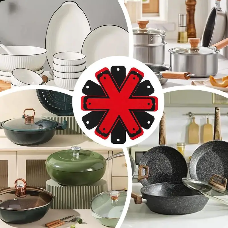 Pfannenschutz zum Stapeln von Topfscheidern, Polster, 12er-Set, wiederverwendbare, rutschfeste Blumenpfanne, Kratzschutz zum Backen, Kochen