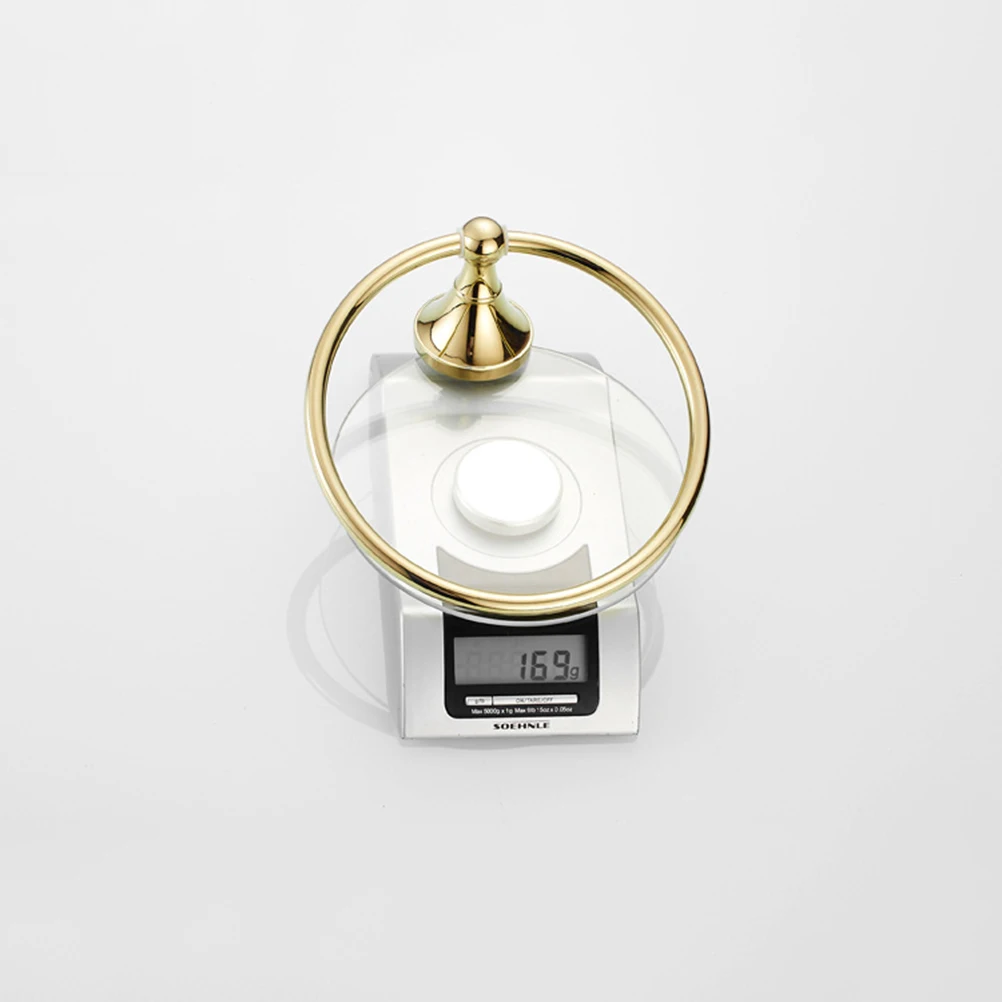 

Round Towel Ring Gold Plated Brass Brushed Bathroom Towel Rack Durable Elegant Decor For Home Hotel Use