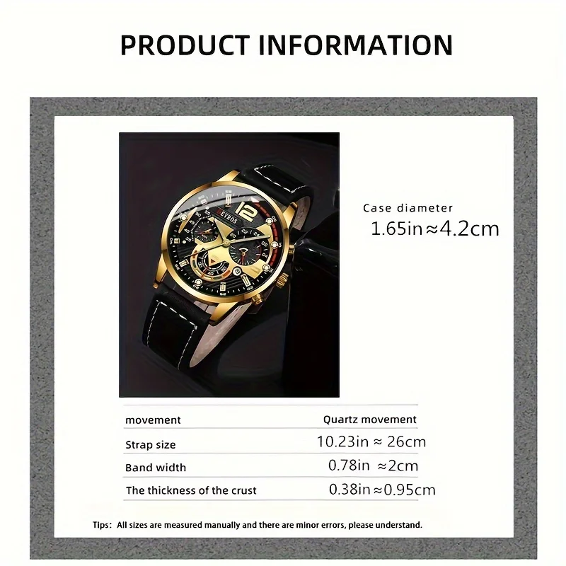 ساعة يد رجالية ديروس ، كوارتز ، تقويم ، عمل ، كاجوال ، هدايا