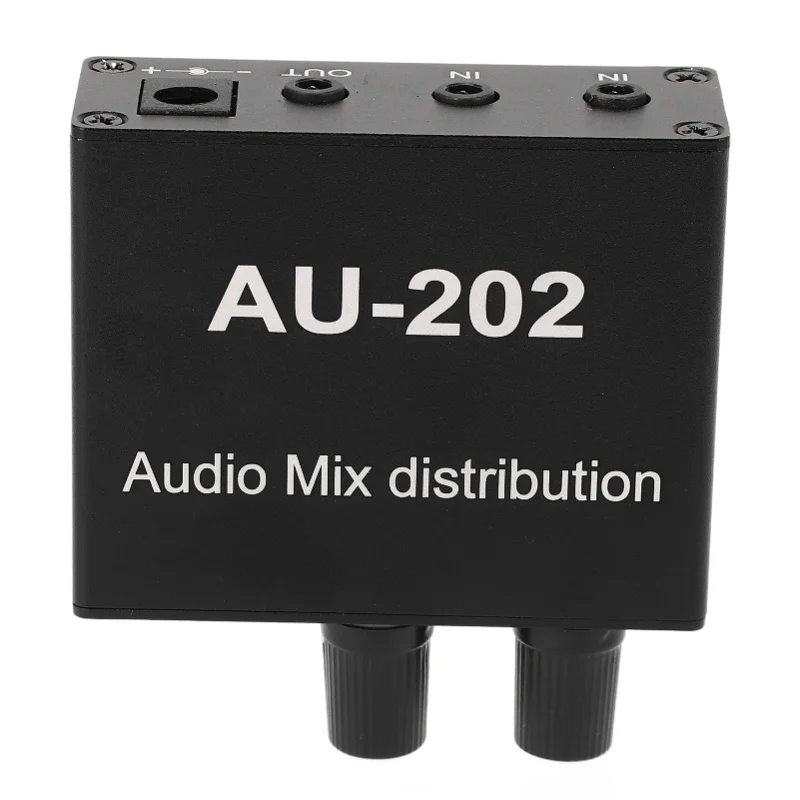 Stereo Mixer Audio Distributor 2 Input 2 Output 3.5mm Jack Plug And Play Aluminum Alloy Audio Mix Amplifier