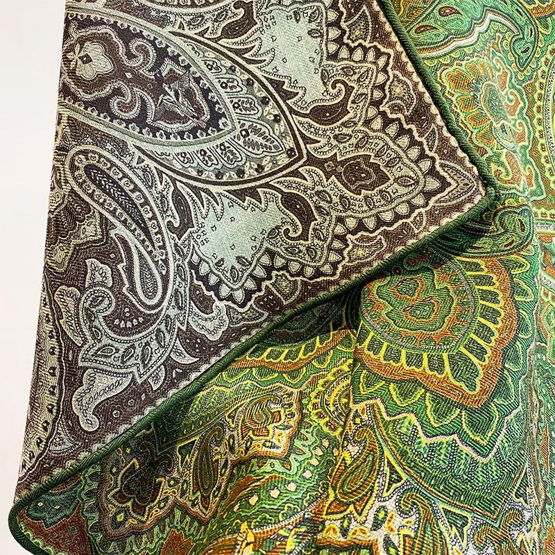 Women Neck Scarf Luxury Brand Rolled Hems Silk Wool Scarfs Double Side Paisley Square Warm Hair Bandanas Cashmere Pashmina 65CM