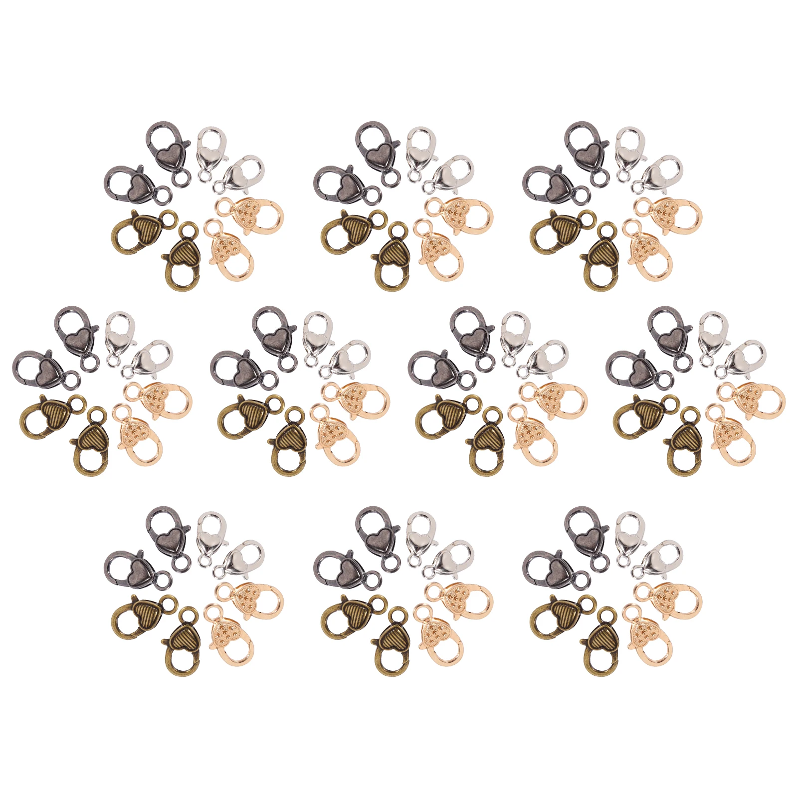 

80pcs Heart Shaped Lobster Claw Clasps Alloy DIY Jewelry Making Supplies Peach Color Snap Hooks Key Rings Accessories