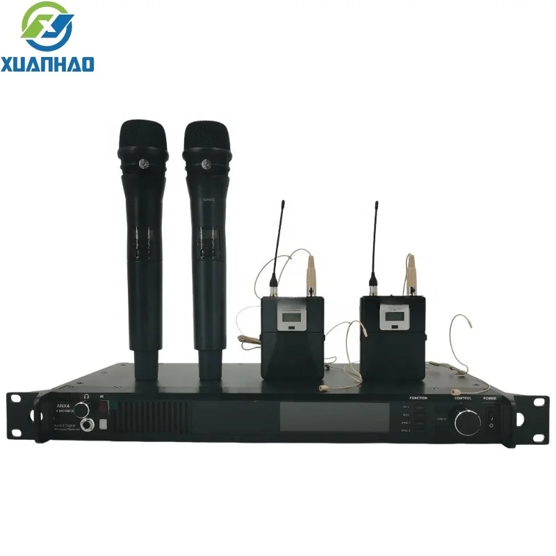 High-end Dual Channel Handheld Lavalier Mic Professional UHF Wireless Microphone For Church ANX4 BETA58A S58 Ksm8/9